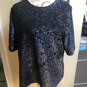Ann Taylor XL Black Sequin Top